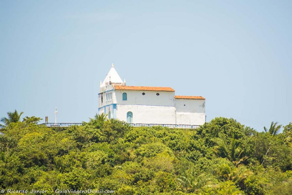 Imagem da igreja histórica no alto e as árvores ao redor.